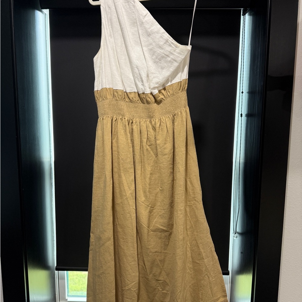 Anthropologie Tan One Shoulder Sundress